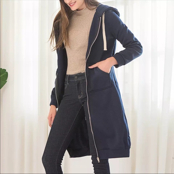 Sweaters - RESTOCKING Navy Blue Long Maxi Hoodi Sweater Dress